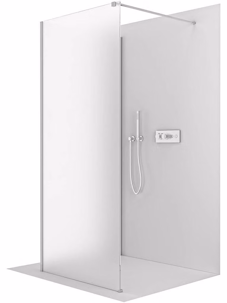 CERANO - Box doccia Walk-in Onyx Corner Cube L/P - 8 mm - montante angolare - cromo, vetro smerigliato - 130x120x200 cm