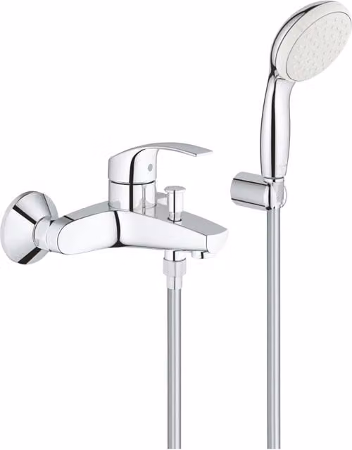 Miscelatore monocomando per vasca e doccia Grohe Eurosmart cromato a parete con set doccia e tecnologia risparmio idrico
