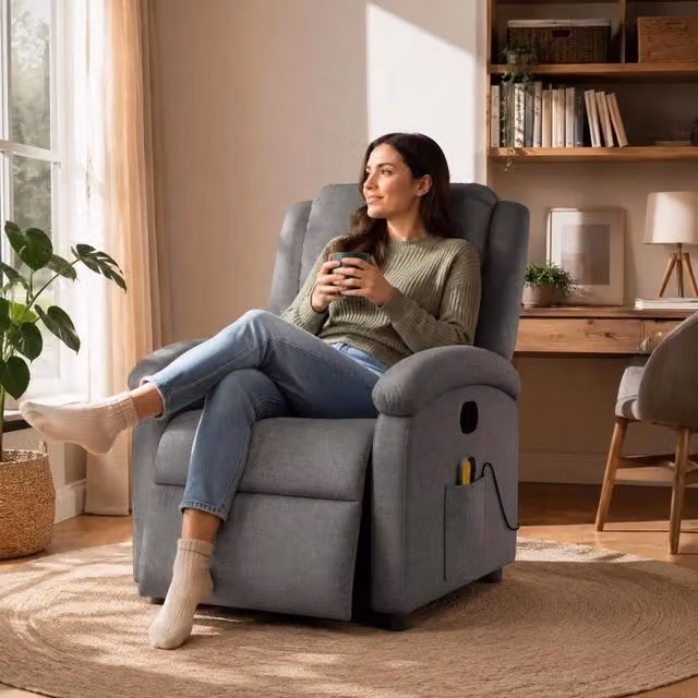 Massage Chair, Light Grey Fabric