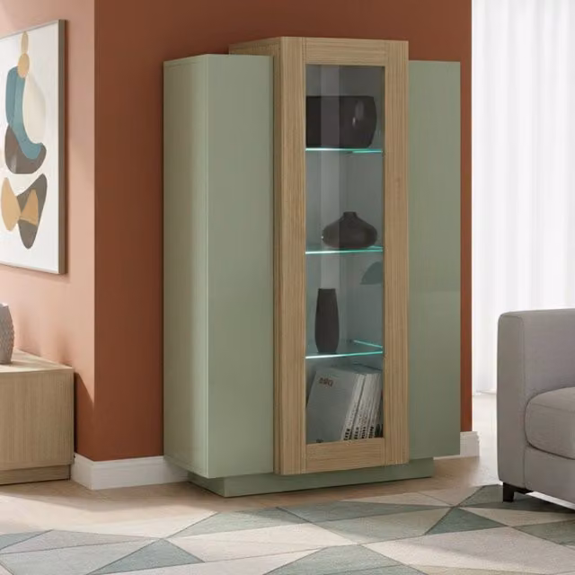 Mobile Espositore Severino, Vetrina 7 Ripiani Made in Italy, 80x38x120.5h cm Verde