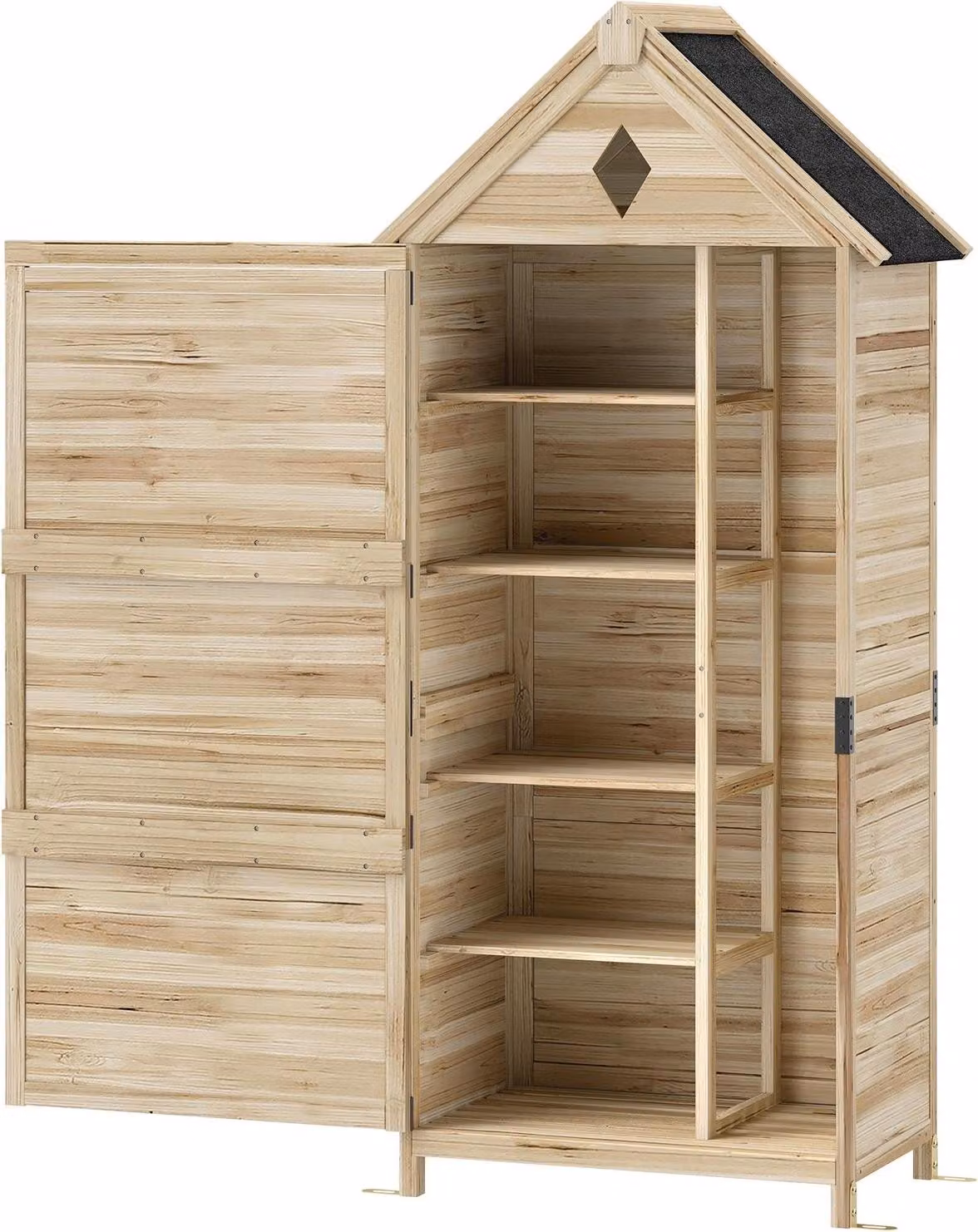 Armadietto da giardino in legno, casetta per attrezzi impermeabile con tetto a due falde in asfalto, porta di stoccaggio 80 x 49 x 170 cm, armadietto per attrezzi resistente alle intemperie, casetta per attrezzi casetta da giardino per giardino, terrazza,