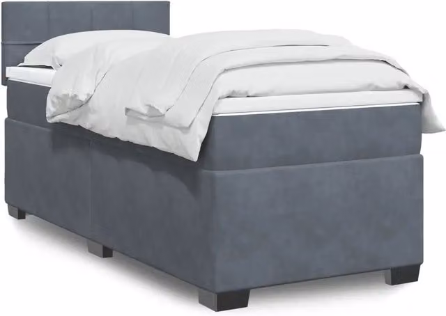 Letto Ibrido con Giroletto a Molle e Materasso vidaXL in Velluto Grigio e Bianco L/P: 100 x 200 cm