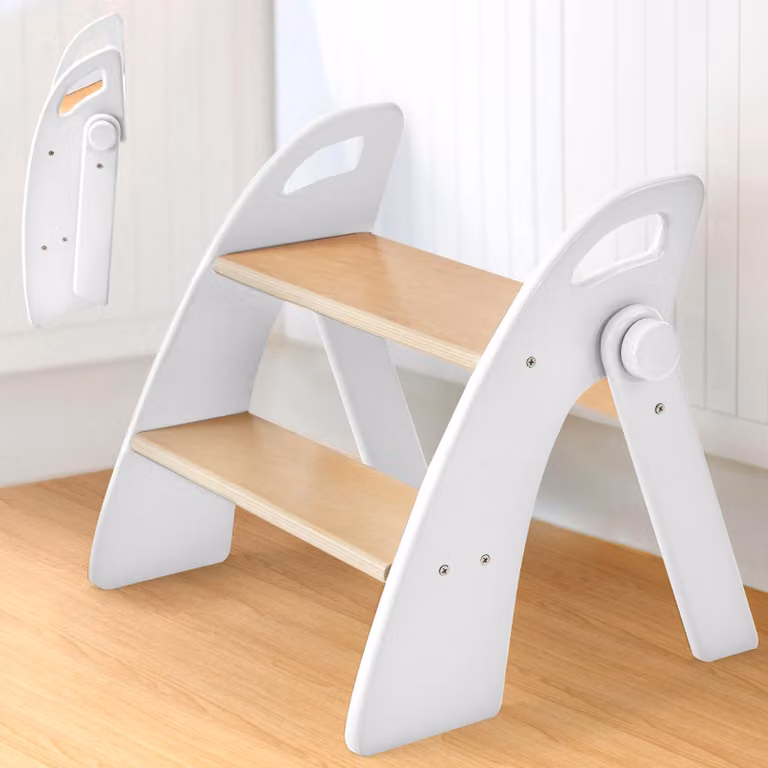 Solidchoice - Scaletta per bambini con 2 gradini in legno, capacità di carico di 130 kg, colore bianco