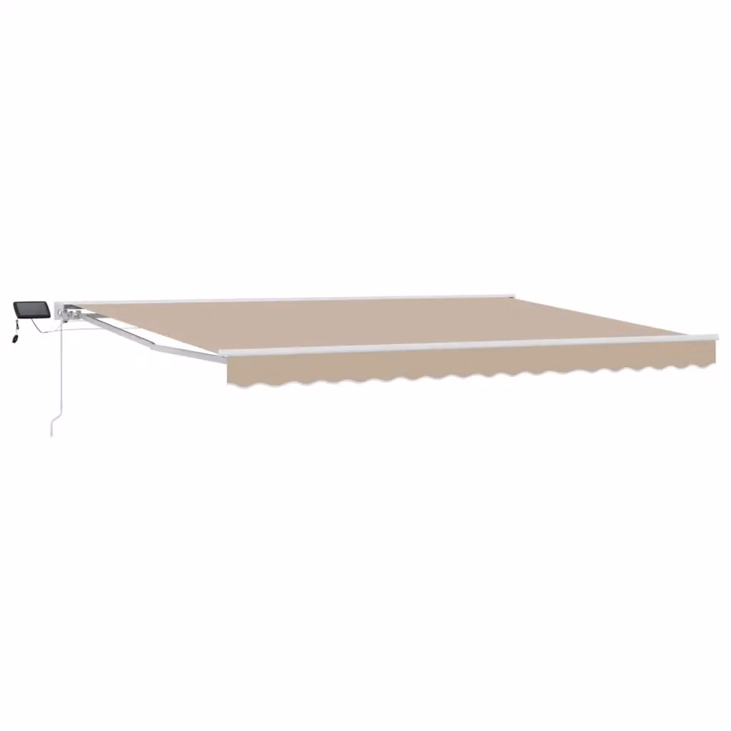 Cornice per tenda manuale con LED vidaXL in alluminio e poliestere, Beige e Bianco, L: 400 cm x H: 295 cm – 2