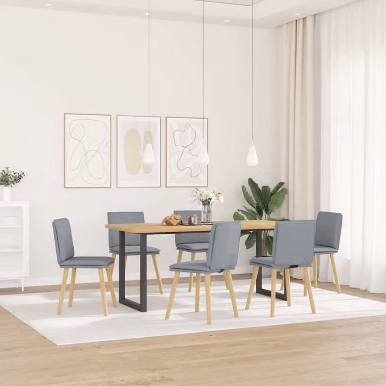 Set di 6 sedie da pranzo vidaXL in tessuto grigio con struttura in legno e metallo per soggiorno o cucina