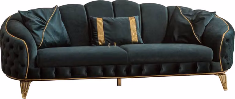 Chesterfield 2x 3 Sitzer Couch Polster Sitz Textil Stoff Couchen Sofa