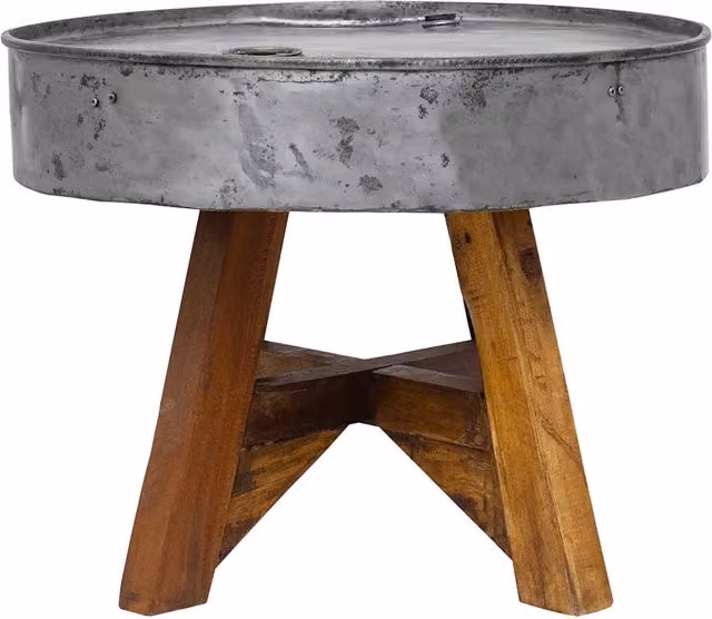 Tavolino da salotto industriale vidaXL in legno di recupero misto e metallo, colore argento e marrone, L: 60 cm, P: 45 cm