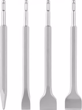VEVOR Set di Scalpelli SDS Plus 4 Pezzi per Trapano a Percussione, Kit Attrezzi con Scalpelli a Punta Piatti e Angolati, in Lega Acciaio Trattato Termicamente, per Demolizioni Calcestruzzo e Mattoni