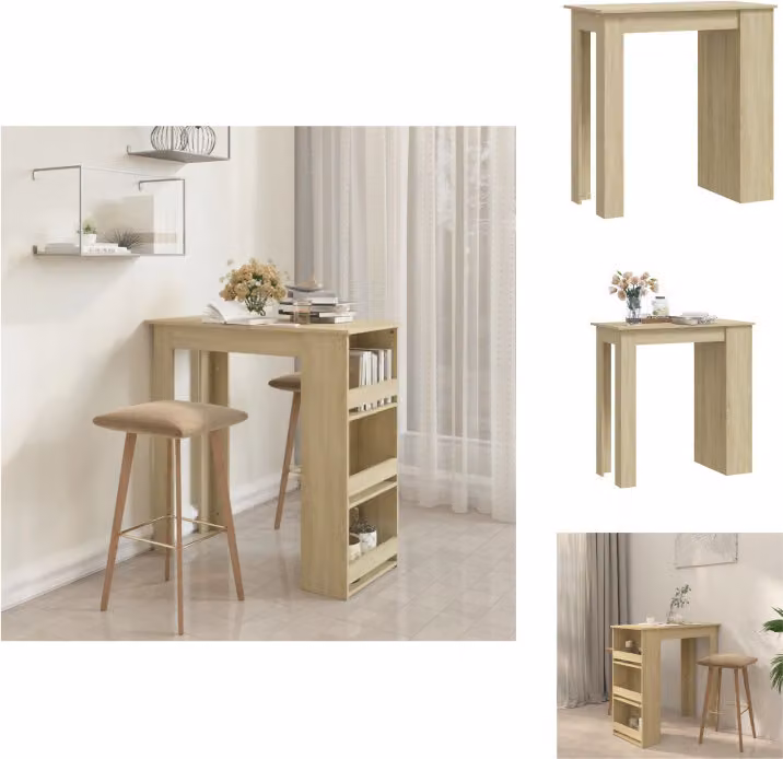 vidaXL Tavolo da bar con ripiano in rovere Sonoma 102x50x103,5 cm in legno - Tavoli da pranzo