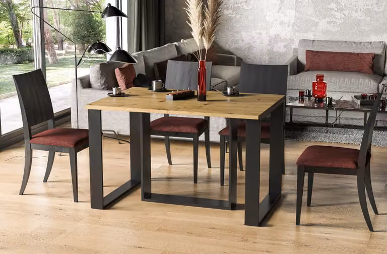 Tavolo da pranzo Endo-Möbel Borys allungabile fino a 130cm - 310cm tavolo da pranzo in metallo con base a slitta (rovere Artisan)