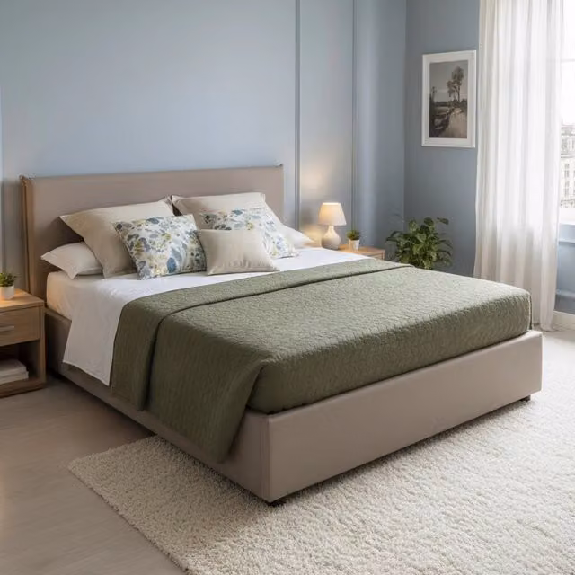 Letto Matrimoniale Contenitore Ariella Talamo Italia con Base Lift Up, Grigio o Beige, 160x200 cm