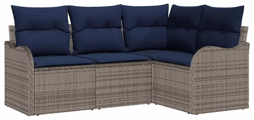 Set di divani da giardino in rattan grigio