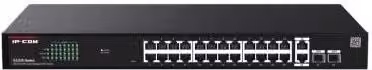 Switch IP-COM G2228P-24-410W Cloud Managed con 26 porte Gigabit Ethernet, 2 porte SFP e PoE con budget totale di 410W, Nero