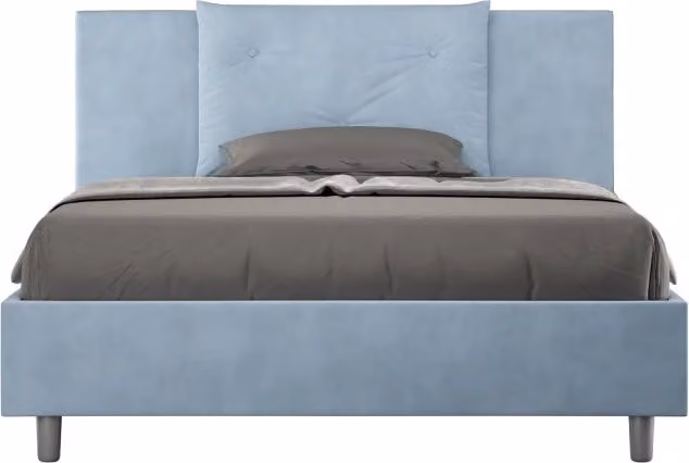 Letto imbottito Matrimoniale francese 140x200 cm Appia - Senza rete,Microfibra,Azzurro