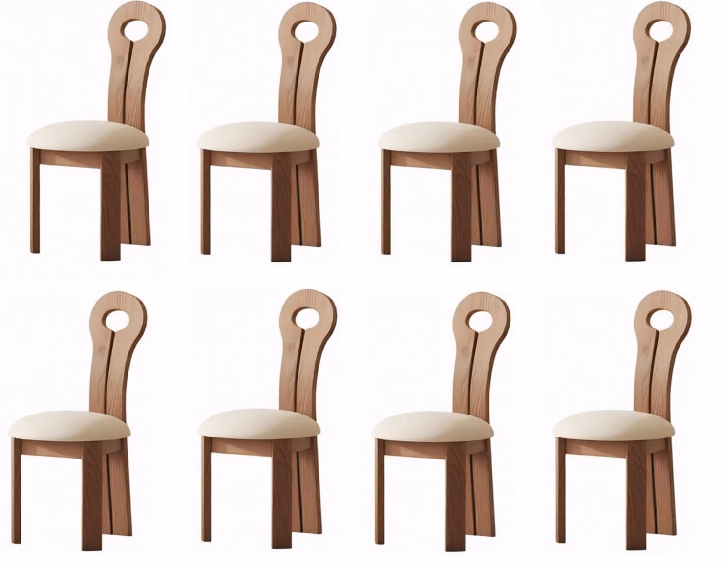 Sedie moderne in legno, 8 pezzi, ideali per la sala da pranzo, rivestite in tessuto, design elegante