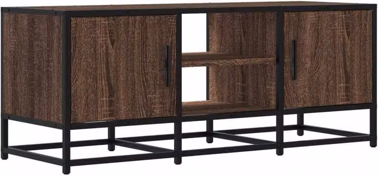Mobile TV Rovere Marrone 100x35x41 cm Legno Multistrato Metallo