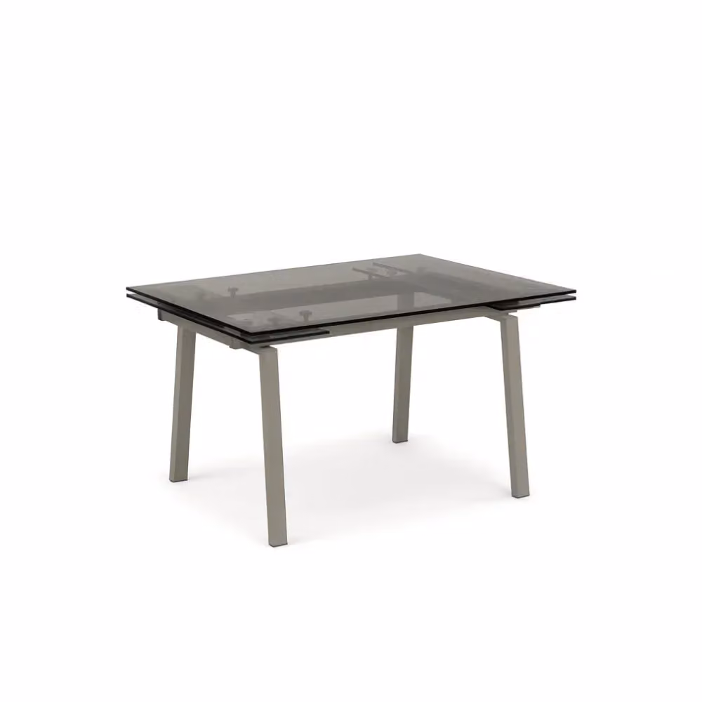 Tavolo da pranzo rettangolare allungabile Jackson Duzzle in vetro temperato trasparente con gambe in metallo grigio L: 140-200 cm, P: 80 cm, H: 76 cm – 2