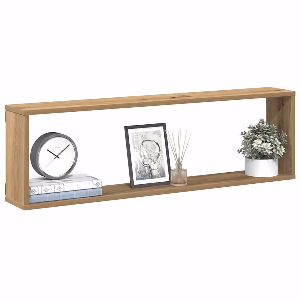 Set di 2 mensole a cubo vidaXL in legno marrone per parete, design moderno, L 100 cm x P 30 cm x H 15 cm