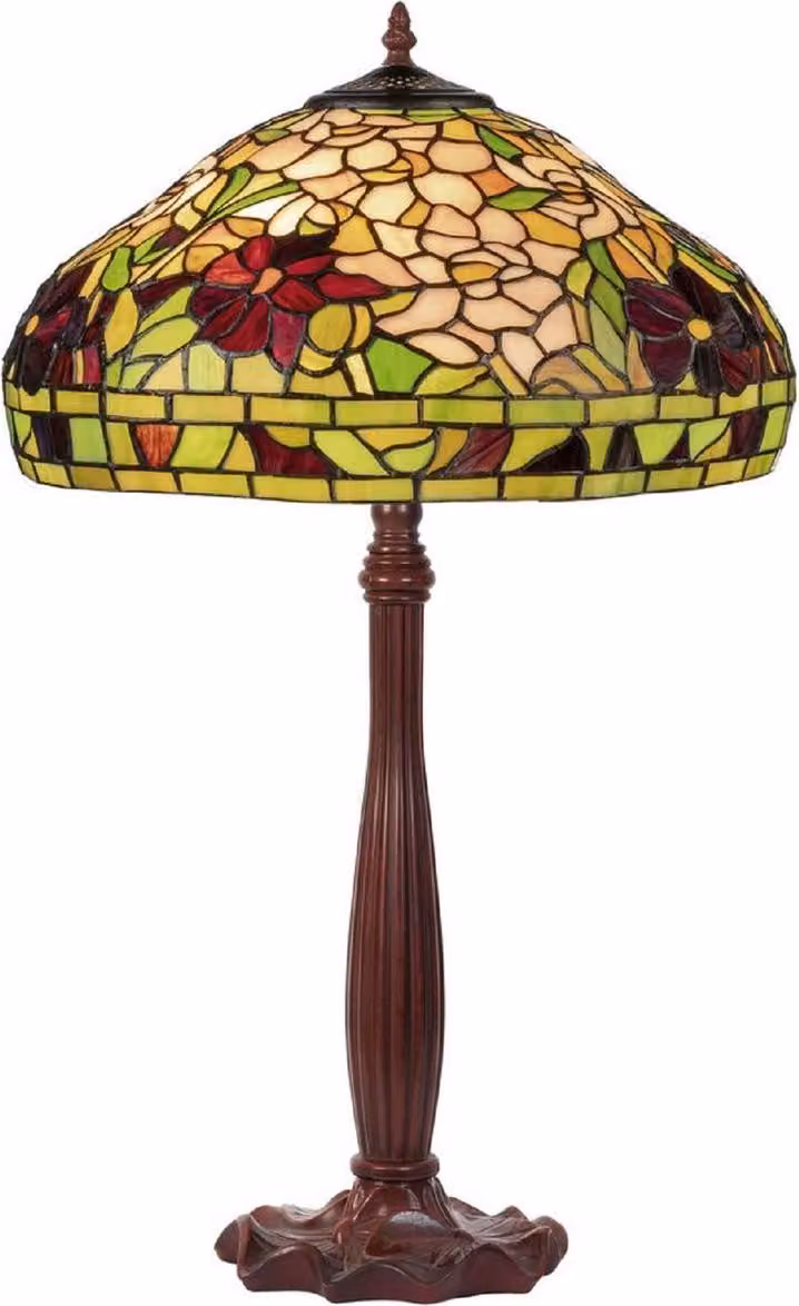 Casa Padrino lampada da tavolo Tiffany multicolore Ø 40 x H. 64 cm - lampada da tavolo Tiffany - lampada rotonda da salotto - lampada da tavolo deco - lampade Tiffany