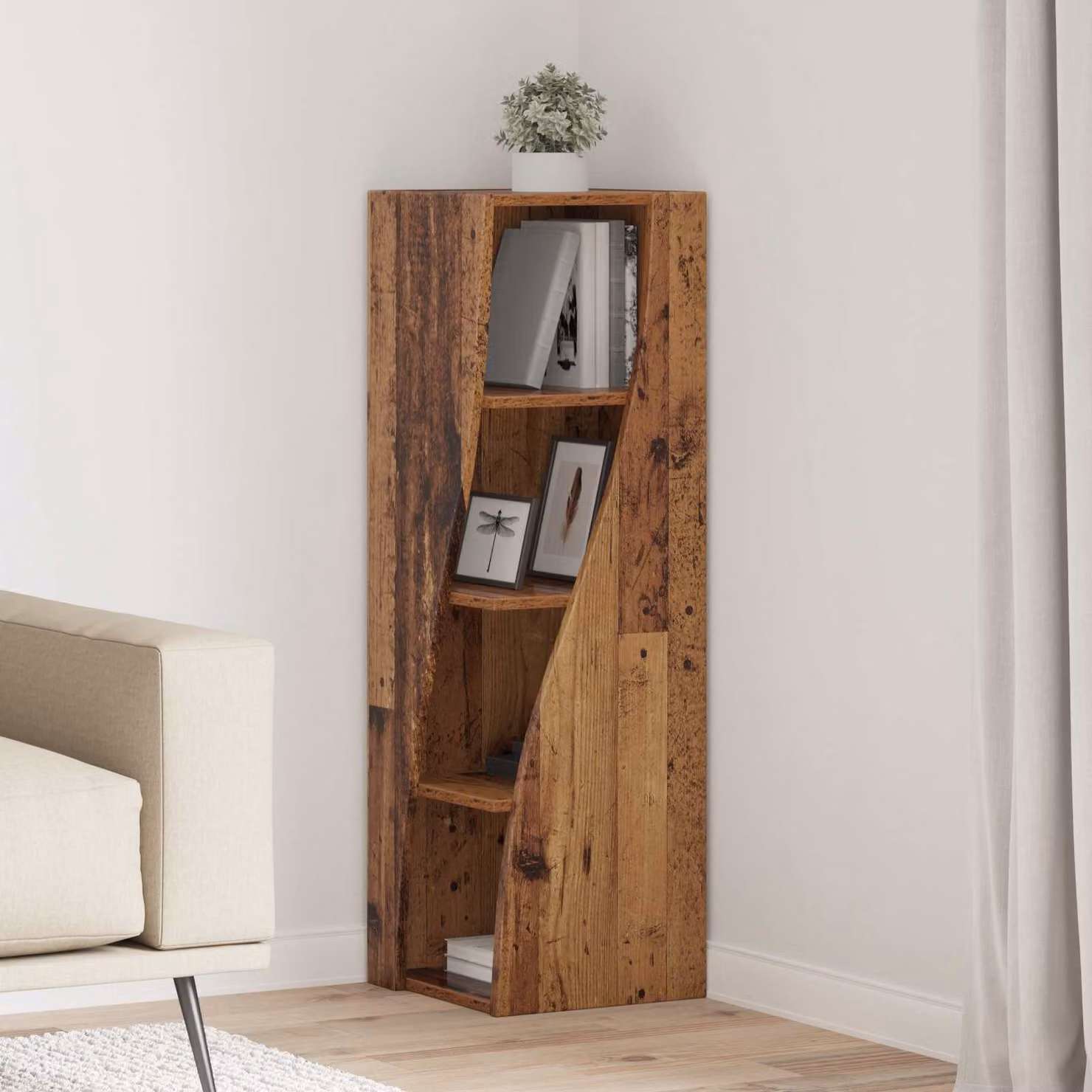 Mobile angolare vidaXL in legno ingegnerizzato effetto legno vecchio marrone L/P/H: 32 x 32 x 102 cm