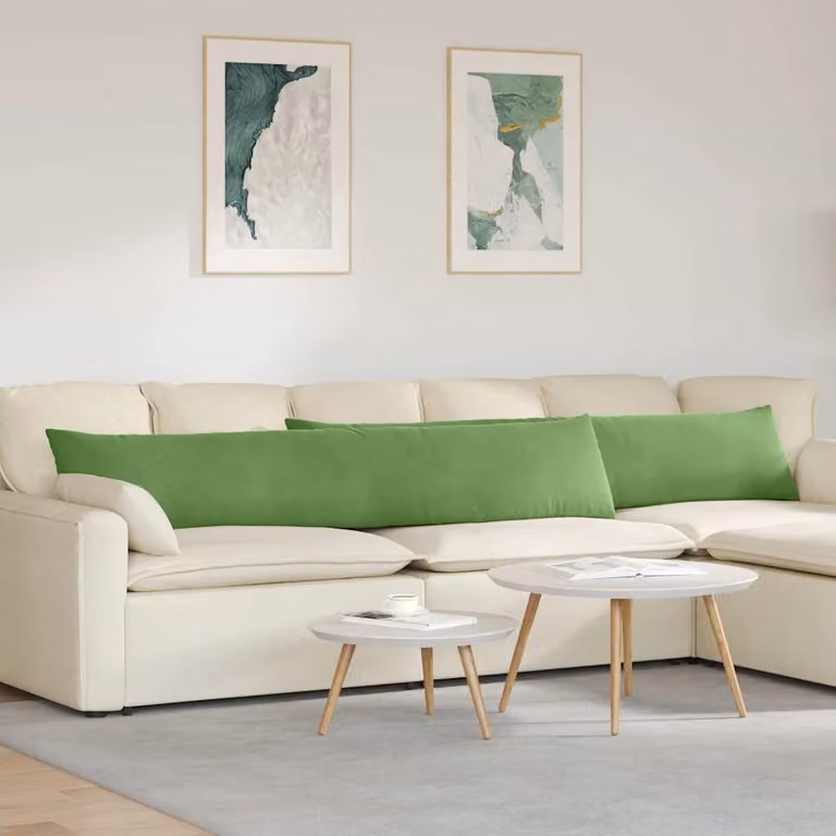 Set di 2 cuscini da divano vidaXL in velluto a coste verde, L 200 cm x P 40 cm con rivestimento rimovibile