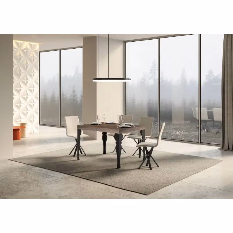 Tavolo allungabile moderno Itamoby rettangolare in legno e metallo, Colore Antracite e Marrone, L: 90 cm, P: 130 cm, H: 77 cm – 2