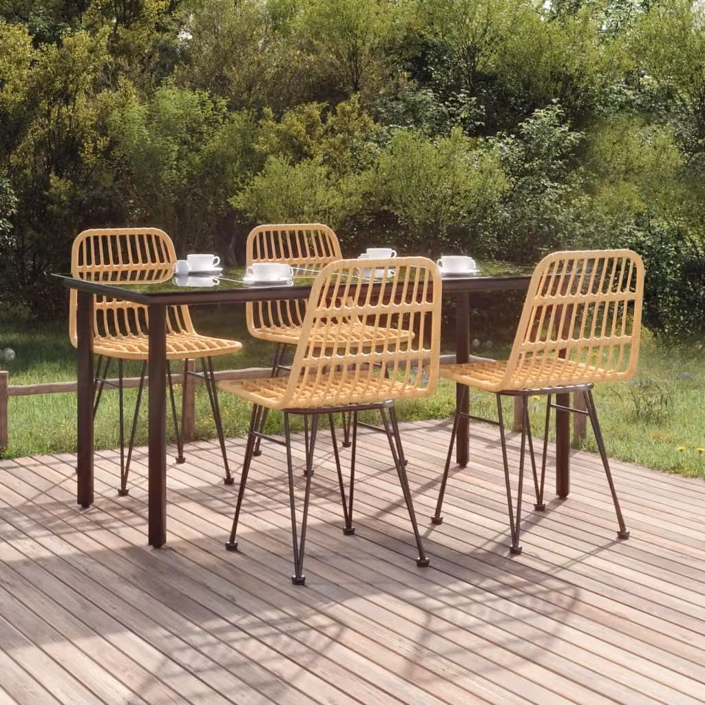 Maison Exclusive - Set da pranzo da giardino in rattan sintetico, 5 pezzi