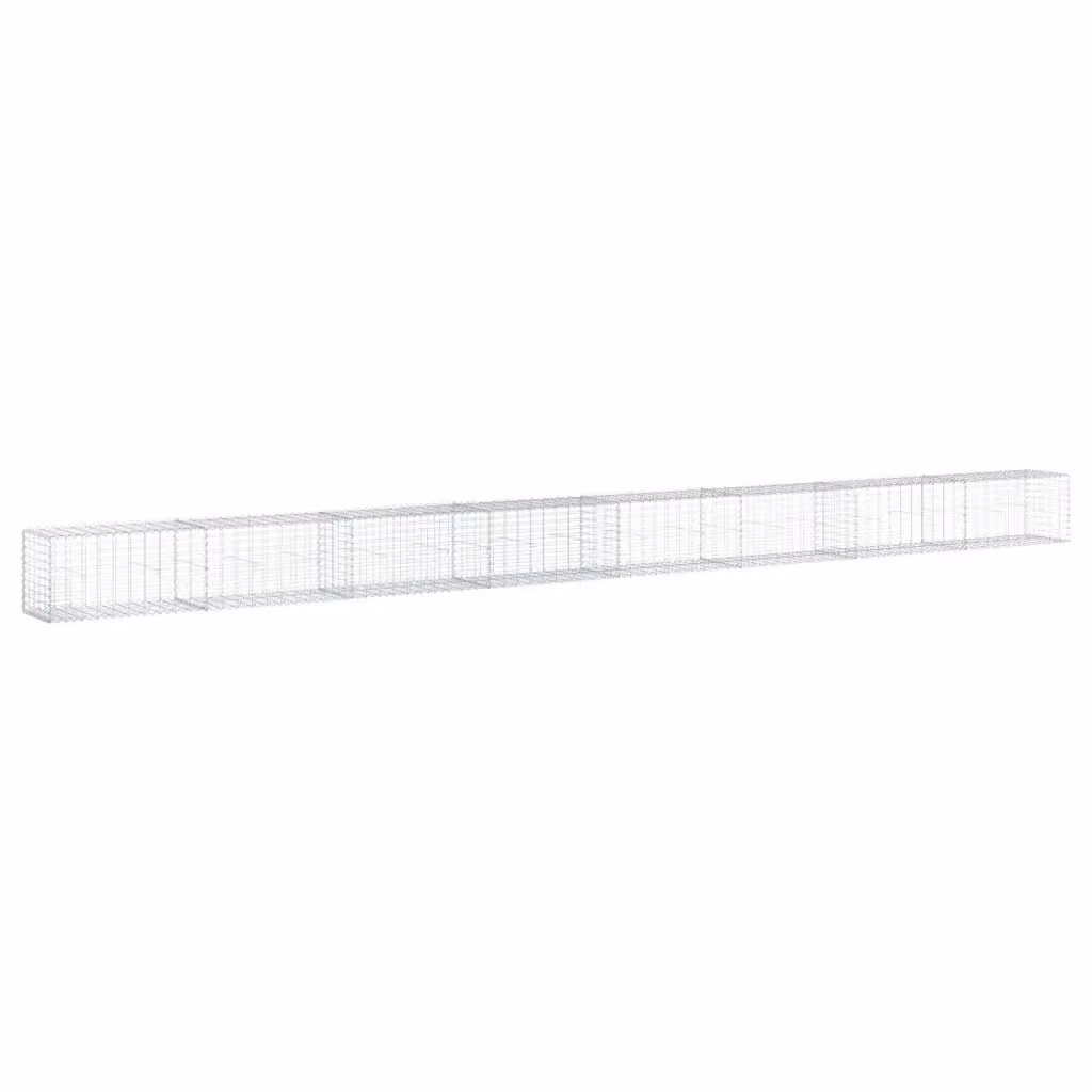 Cesto Gabbione con Copertura vidaXL in Ferro Zincato Argento L: 800 cm, P: 50 cm, H: 50 cm – 2