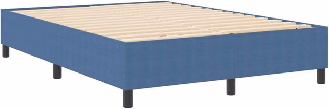 Letto matrimoniale piattaforma moderno in tessuto a coste blu con struttura in legno e doghe L/P: 140 x 190 cm