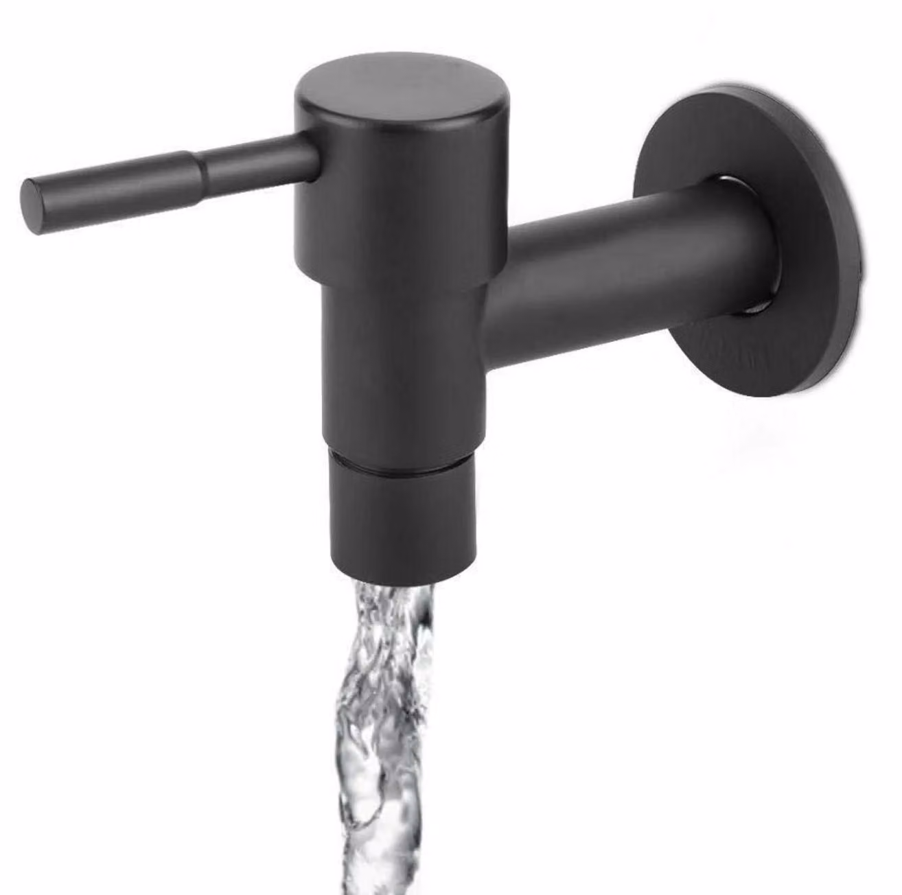 Miscelatore per lavabo in acciaio inossidabile nero, con scarico rapido, attacco G1/2", monocomando, solo acqua fredda