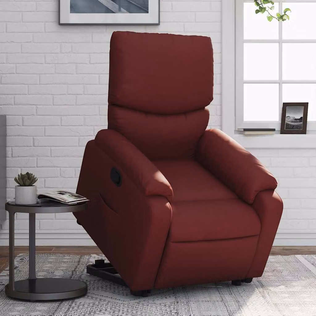 Poltrona Alzapersona Reclinabile vidaXL in Similpelle Rossa con Assistenza Sollevamento Elettrica – 1