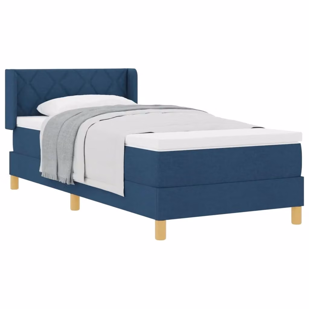 Letto a molle moderno vidaXL con testiera in tessuto blu L: 200 cm, P: 100 cm – 2