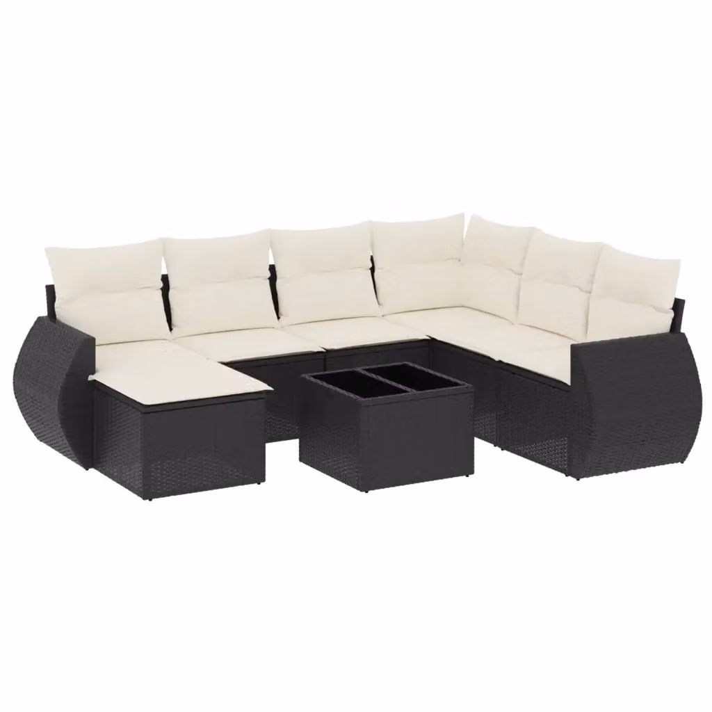 Set di divani da giardino vidaXL in polyrattan nero con 8 pezzi e cuscini inclusi – 2