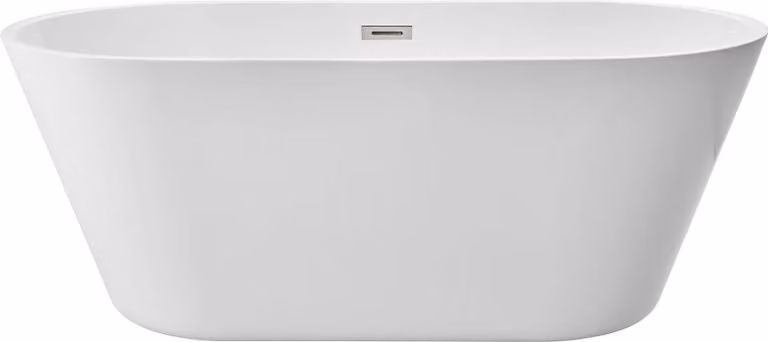 SucceBuy Vasca da bagno freestanding in acrilico, design moderno, 150 x 75 x 58 cm, capacità 230 litri, ovale con troppopieno e scarico in nichel spazzolato, ideale per bagni rilassanti, bagni di ghiaccio o docce in bagno, bianco
