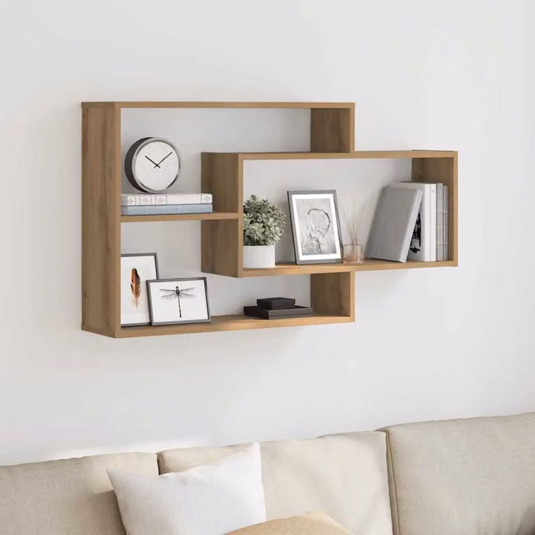 Scaffale a Parete Moderno vidaXL in MDF Colore Marrone L: 104 cm, P: 20 cm, H: 58,5 cm