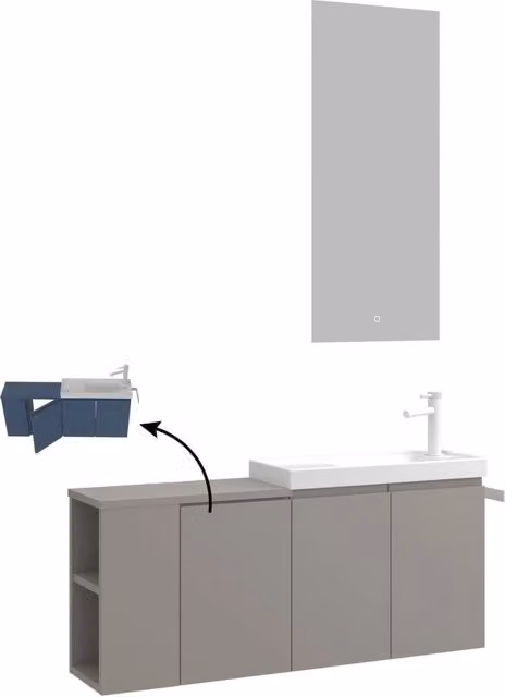 Set mobile lavabo con specchio Hanah Home Ferla 110 in finitura opaca L 110 x P 22 x H 45 cm