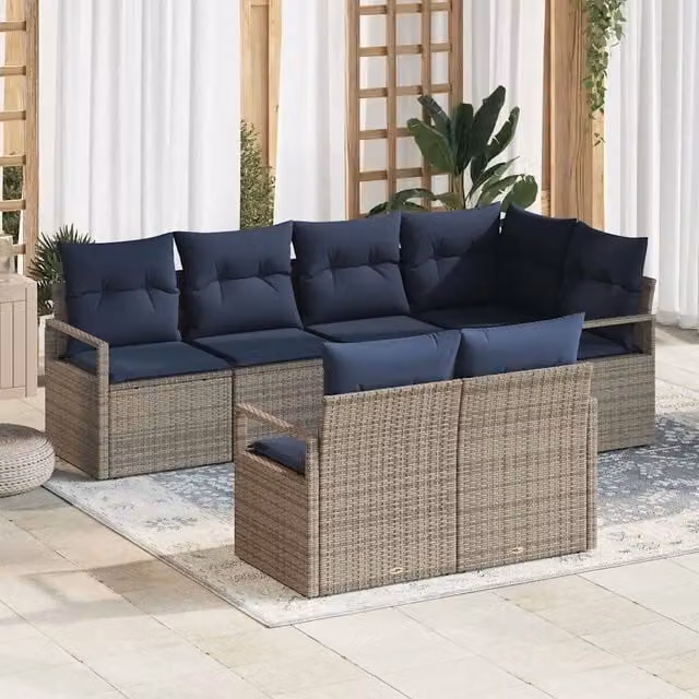 Set di divani 7 pz Grigio polyrattan 3346425