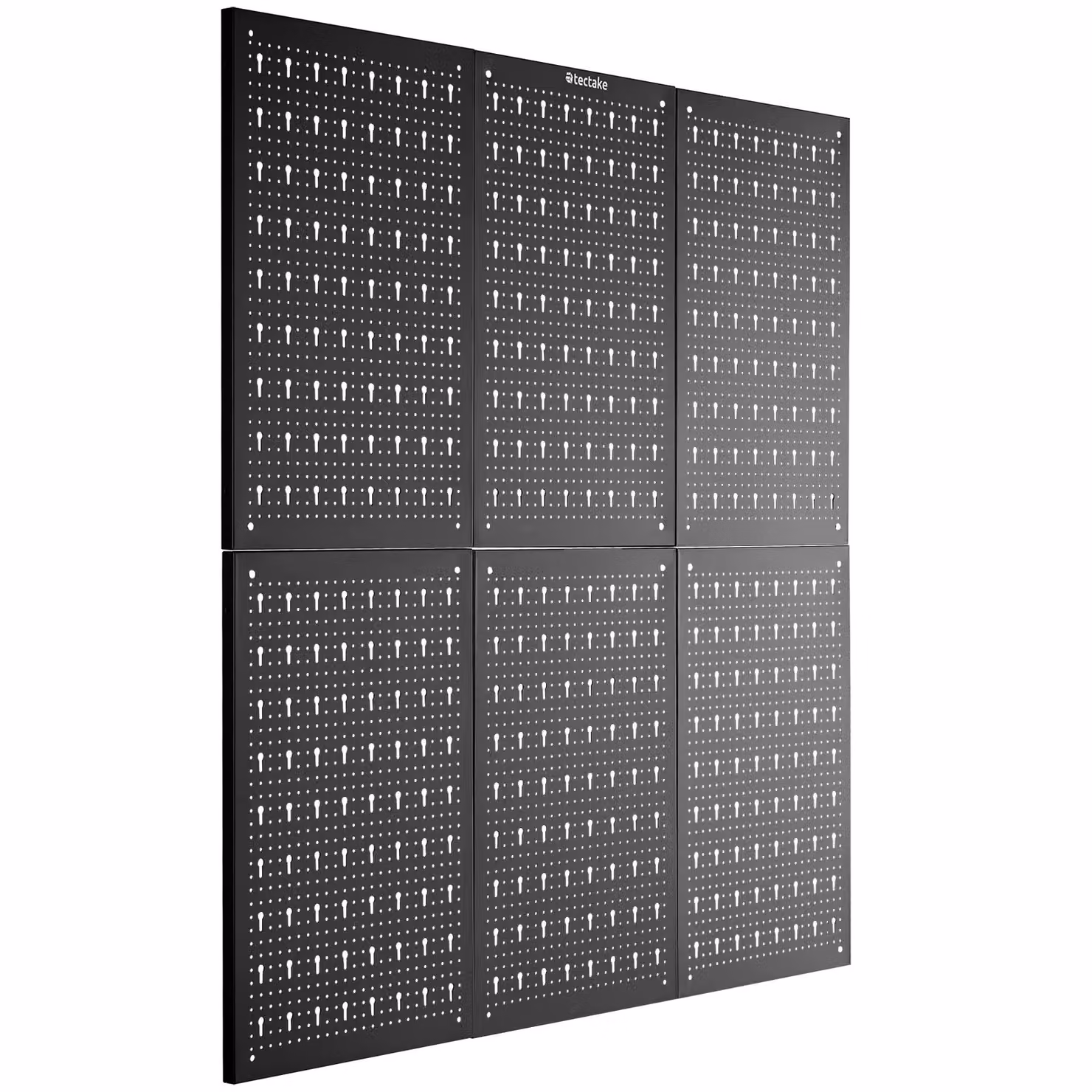 Pannello forato porta attrezzi Jonah tectake in acciaio nero e rosso da parete L: 240 cm, H: 60 cm, P: 12,2 cm – 2