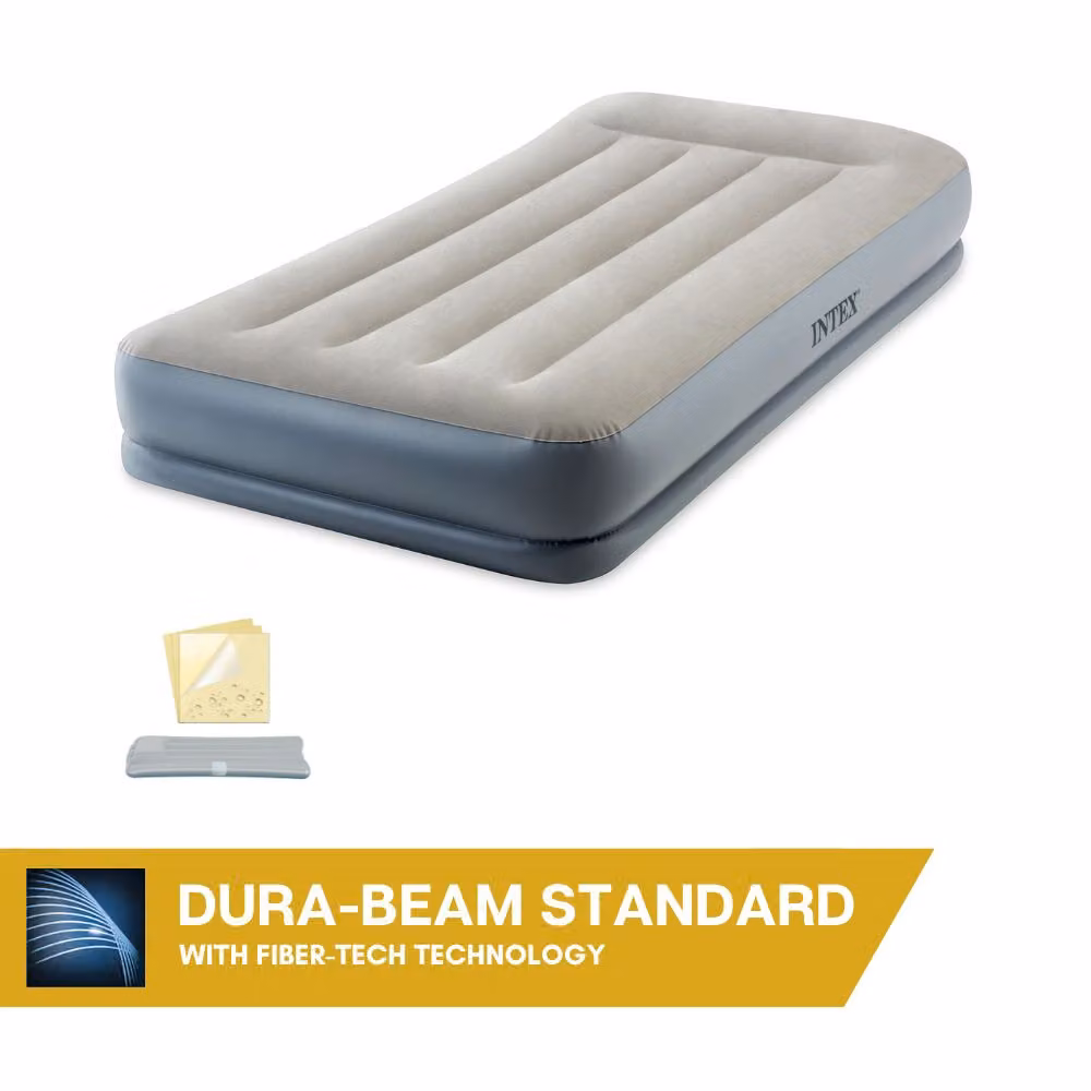 Materasso ad aria - Intex Pillow Rest Mid-Rise - 1 persona - 99x191x30 cm (LxLxH) - Grigio - Con pompa a motore incorporata