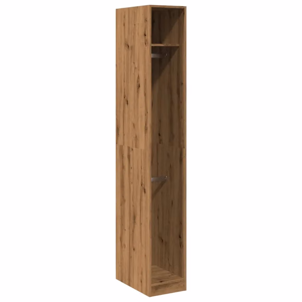 Armadio a parete vidaXL in legno rovere marrone con ante a battente e appendiabiti L/P/H: 30 x 50 x 200 cm – 2