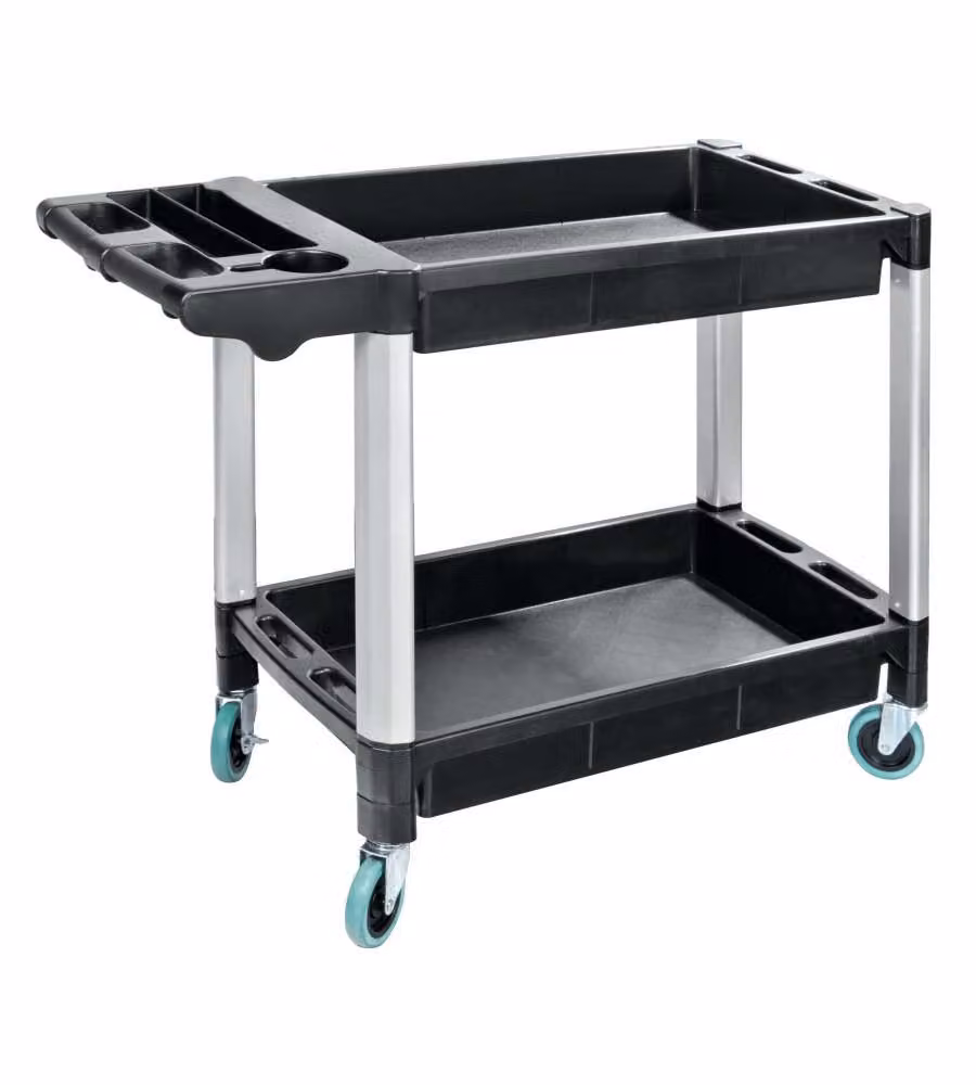 Carrello portautensili tipo officina Lampa nero con ruote in alluminio e plastica