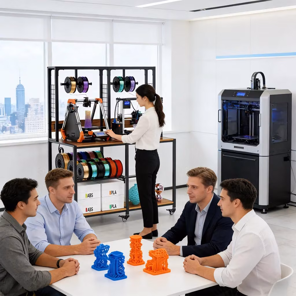 Mobile contenitore OKWISH nero per 2 stampanti 3D con ripiani aperti e supporti filamento in acciaio inossidabile, L: 119.9 cm, P: 59.9 cm, H: 160.0 cm – 2
