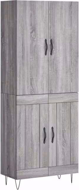 Credenza | Madia | Buffet da pranzo | Armadio da pranzo Grigio Sonoma 69,5x34x180 cm in Legno Multistrato