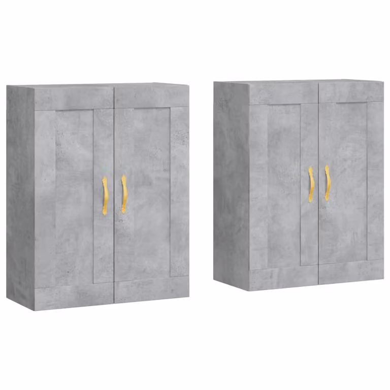 Armadietti a Parete 2 pz Grigio Cemento in Legno Multistrato
