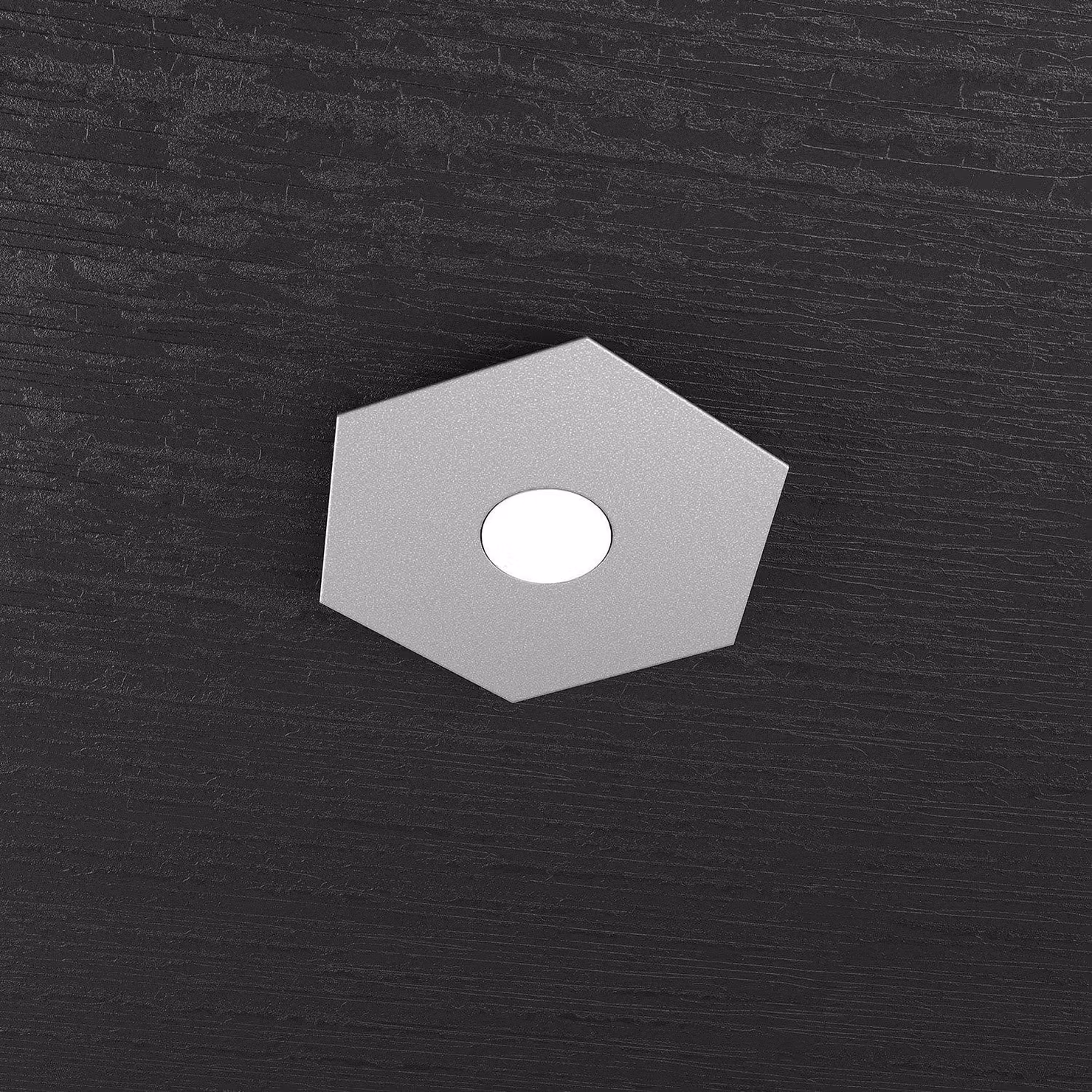 Plafoniera Industrial-Minimal Hexagon Metallo Grigio 1 Luce Led 12W
