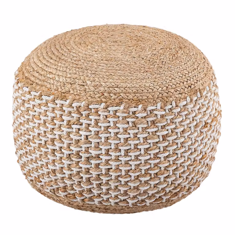Pouf di seduta in iuta sgabello rotondo decorativo sgabello naturale pouf di seduta in iuta bianco