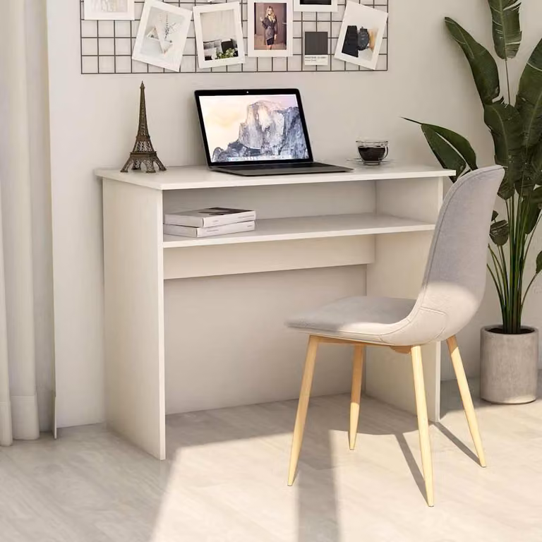 Scrivania moderna vidaXL bianca in legno e MDF L: 90 cm, P: 50 cm, H: 74 cm
