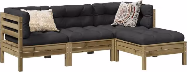 Set Divani da Giardino 4pz con Cuscini Legno Impregnato di Pino 3299383