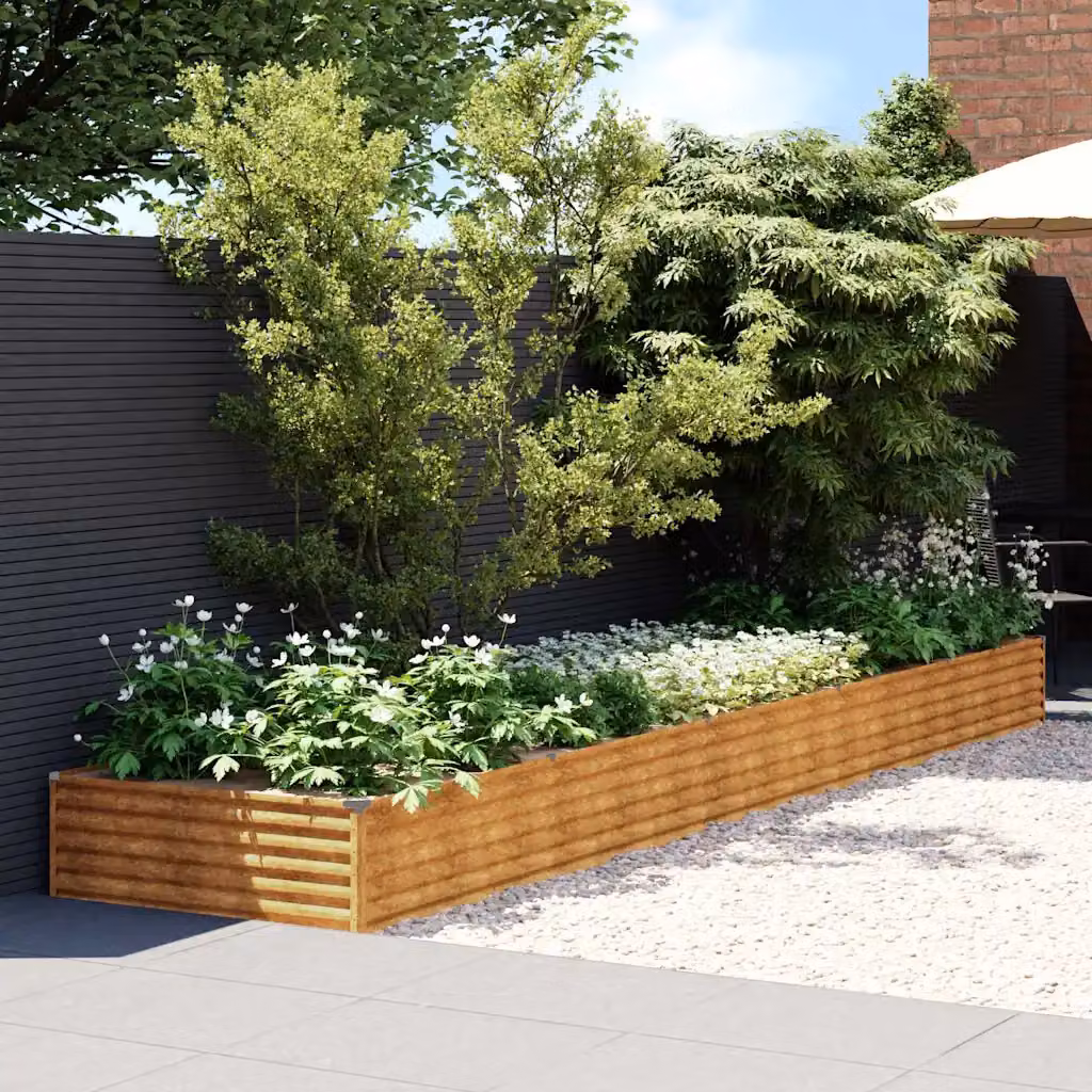 vidaXL Fioriera Rialzata da Giardino in Acciaio Corten Marrone L: 482 cm, P: 100 cm, H: 36 cm – 1