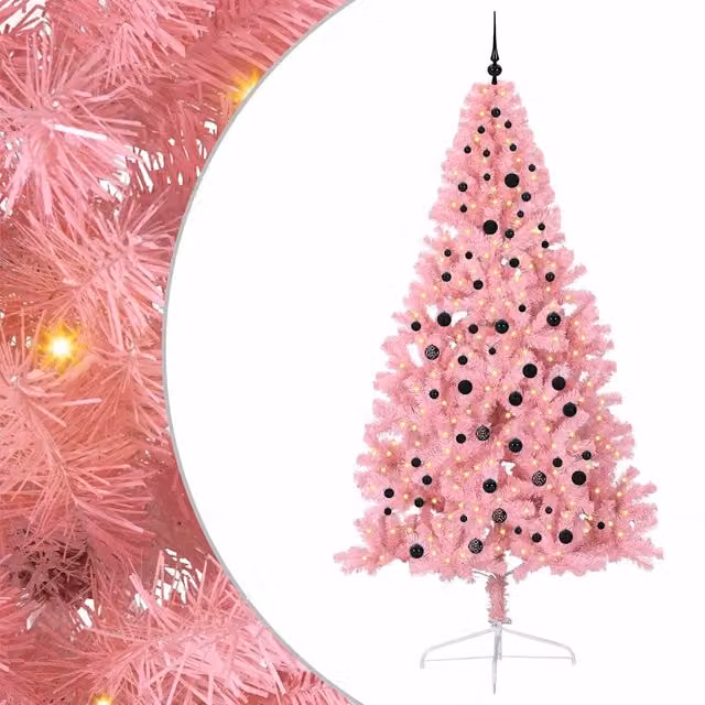 Albero di Natale artificiale moderno vidaXL rosa con luci LED bianco caldo, Altezza: 240 cm